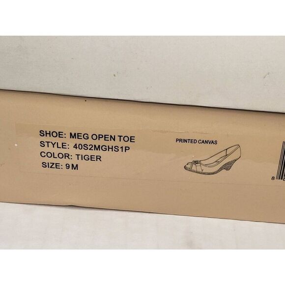 Michael Kors Brown Tan Tiger Print Espadrille Peep Toe Wedges Size 9M New In Box - Picture 6 of 12